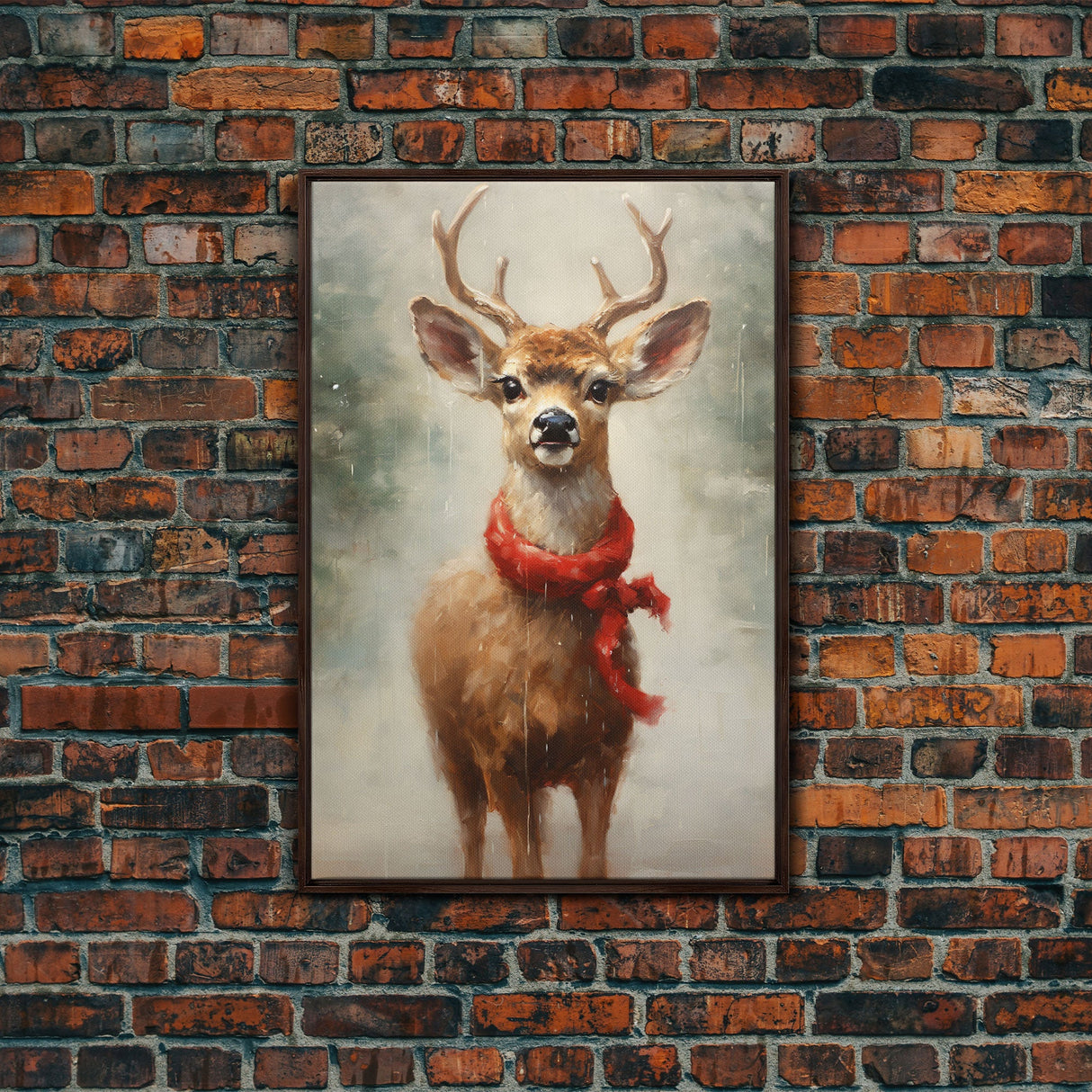 Cute Buck Dressed For Christmas, Christmas Decor, Woodland Animals, Christmas Wall Art, Winter Decor, Holiday Decor, Seasonal Decor