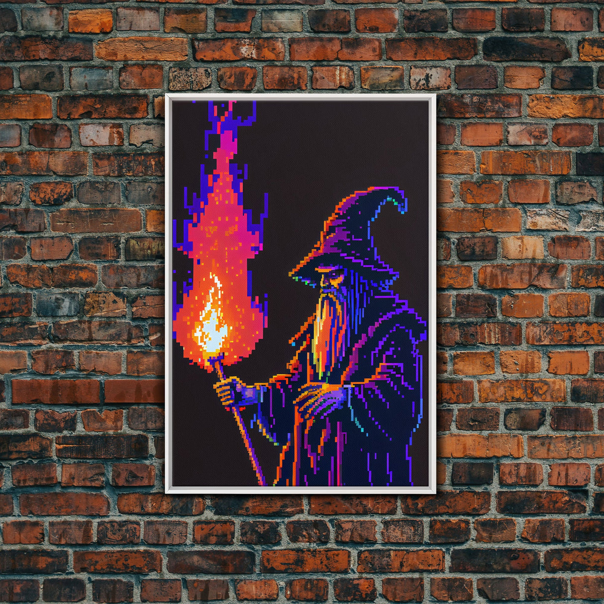 Angry Old Wizard Fire Scepter Gamer Fine Art Print, Wall Decor, Wall Poster, Wall Art Print