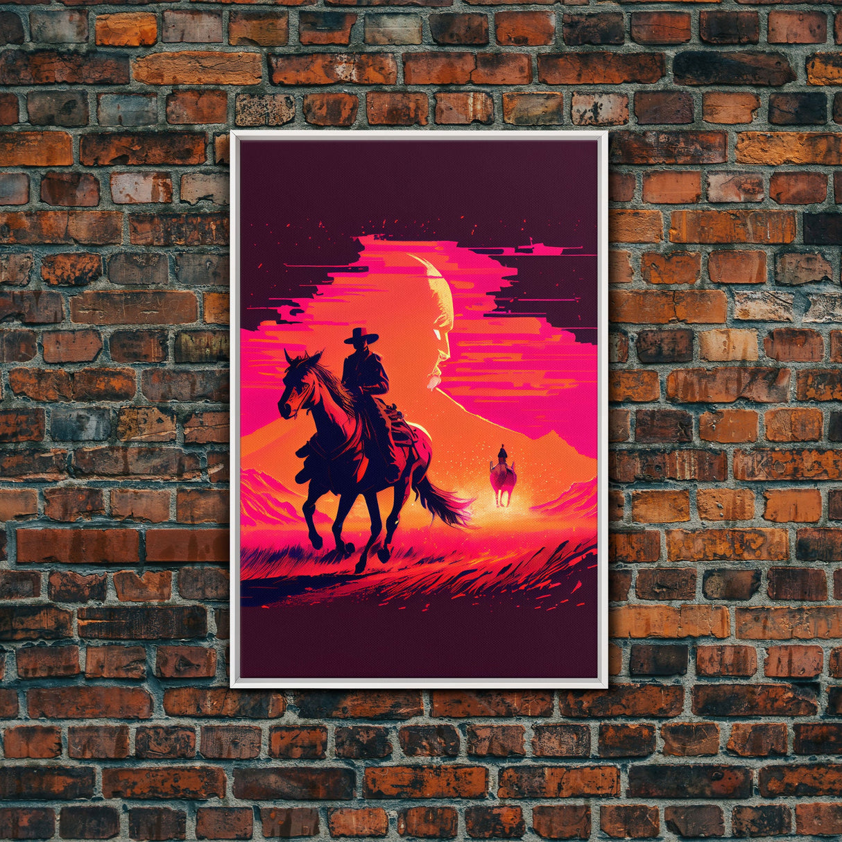 Vaporwave Cowboy Horse Desert Purple Man Fine Art Print, Wall Art Print, Wall Poster, Wall Décor