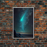 Shooting Star over an Arizona desert landscape, framed canvas print, milky way galaxy starry night sky art