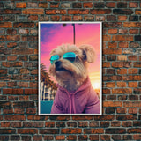 Shih Tzu Wall Print, Dog Print, Dog Sunglasses, Dog In Pink Jacket, Funny Art, Framed Wall Art, Framed Canvas, Wall Print, Wall Canvas
