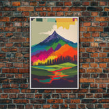 Surreal Rainbow Mountain Landscape, Framed Canvas Print