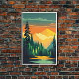 Pacific Northwest Art, Framed Canvas Prints, Washington State, Pine Tree Forest and Mt. Rainier