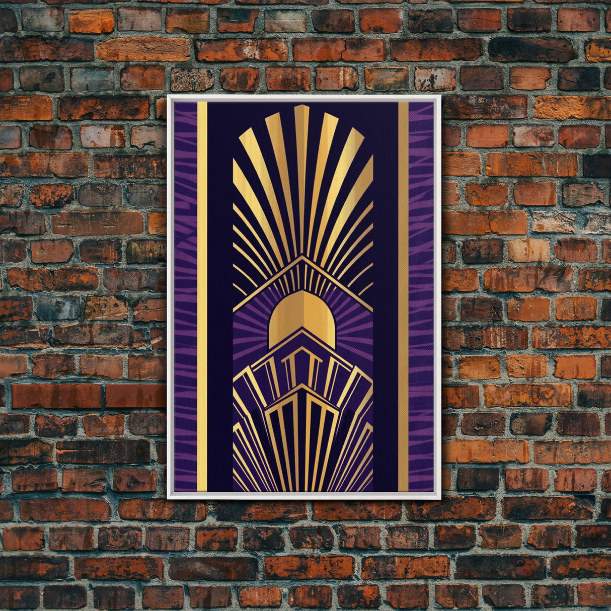Midcentury Modern Wall art - Framed Canvas Print - Art Deco - Wall art - Purple & gold art - Ornament art - Patterns art - Geometric art