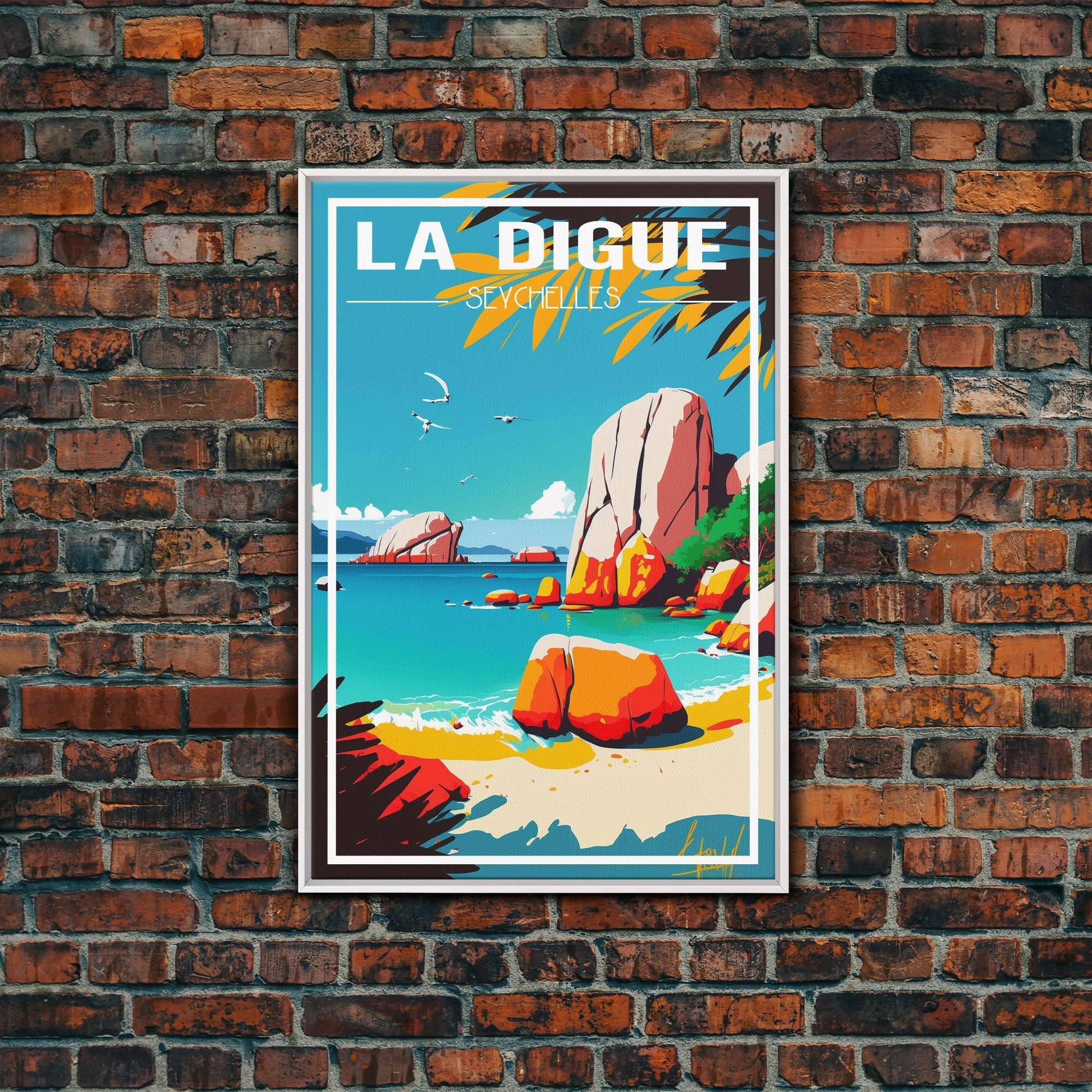 La Digue Wall Art, Seychelles Wall Poster, Indian Ocean, Island