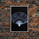 Folding Fan Wall Art, Chinese Art Print, White Fan, Black And White, Minimalist Print, Wall Decor, Canvas Print, Wall Art, Framed Canvas