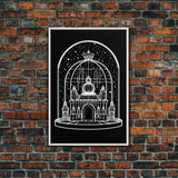 White Temple Wall Art, Snow Art Print, Fantasy Art, Line Art, Minimalist Print, Wall Decor, Canvas Print, Wall Art, Framed Canvas