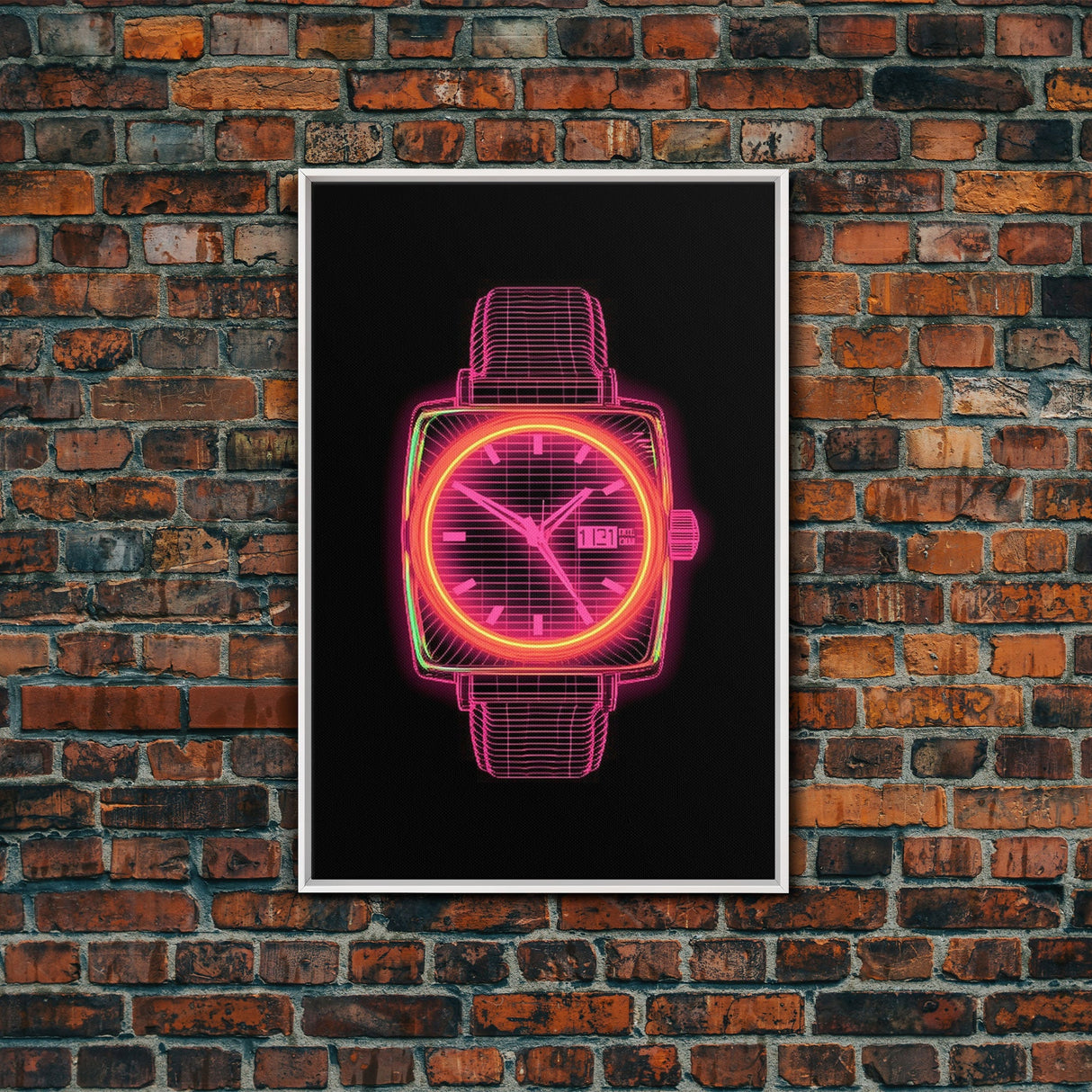 Vaporwave Wrist Watch Wall Decor, Vibrant Watch Wall Art, Minimalist Print, Wall Decor, Canvas Print, Wall Art, Framed Canvas