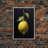 Lemon Wall Art, Food Wall Decor, Kitchen Wall Art, Fruit Art, Minimalist Wall Art, Wall Decor, Canvas Print, Wall Art, Framed Canvas