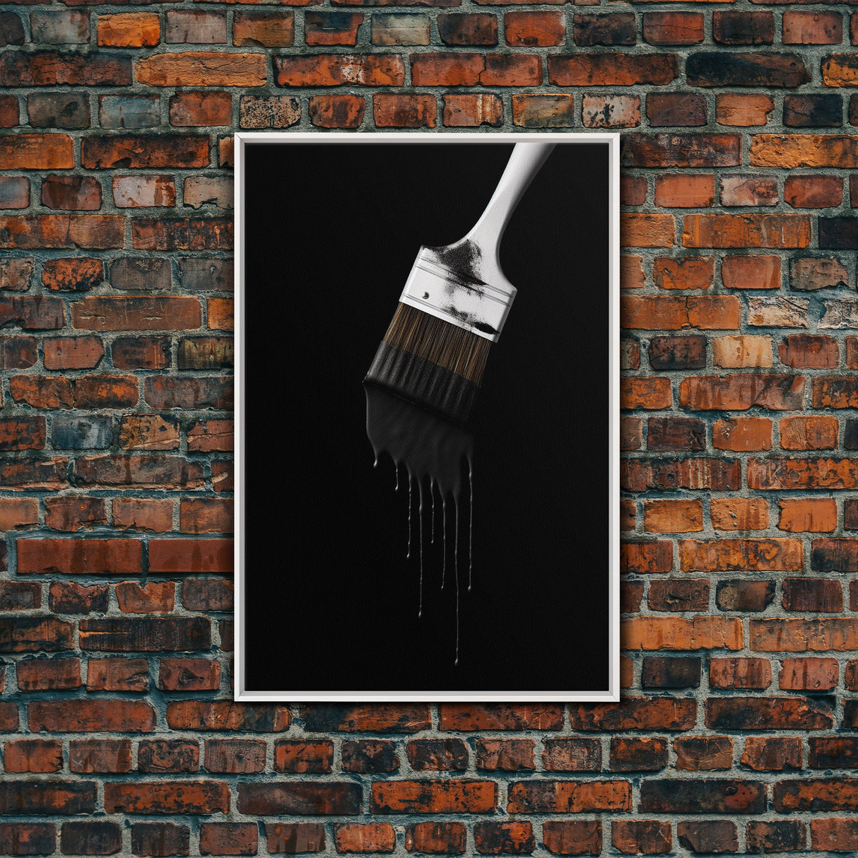 Dripping Paint Brush Wall Art, Black Paint, Brush Wall Decor, Minimalist Print. Wall Decor, Canvas Art, Wall Art, Framed Canvas Wall Decor