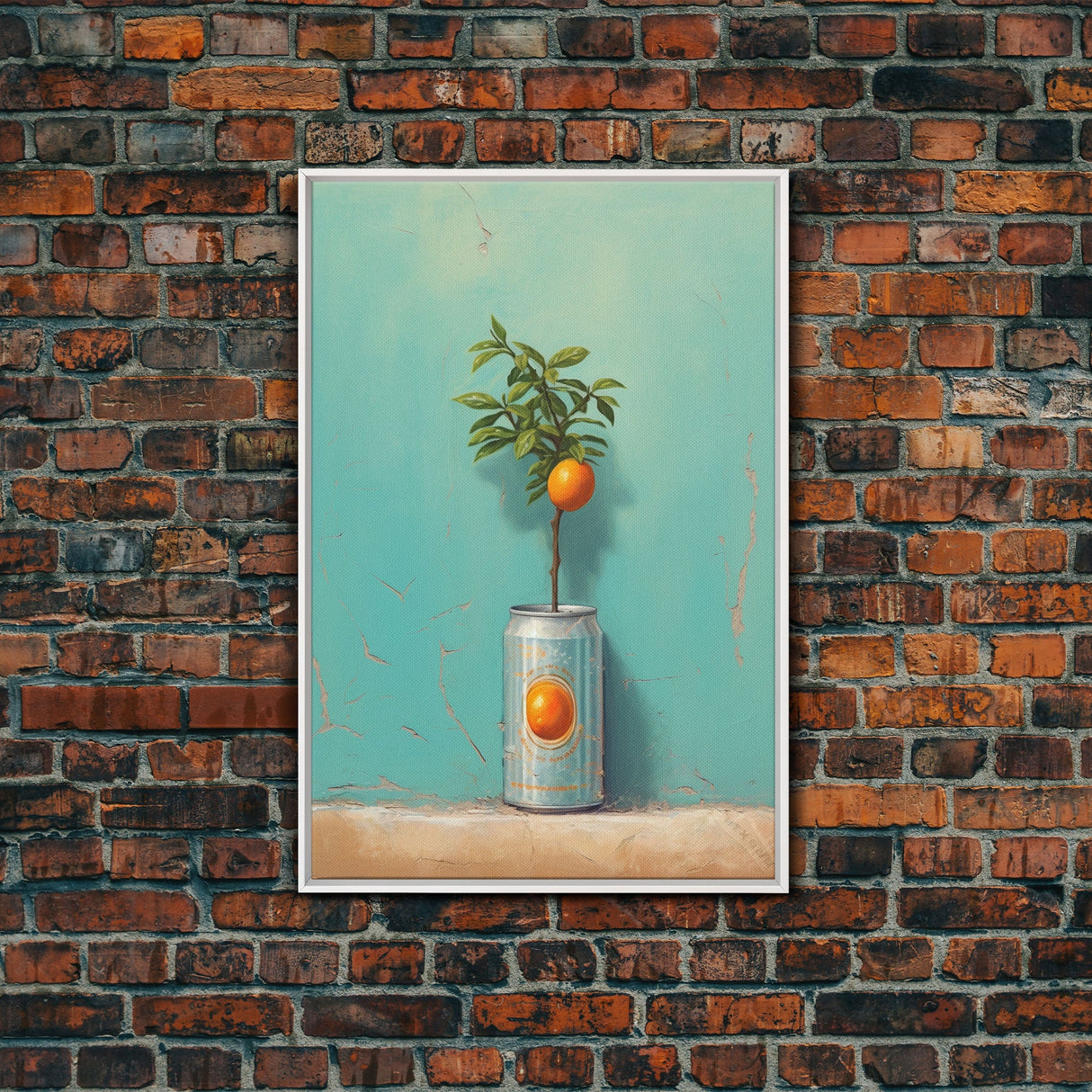 Orange Tree In Can Wall Decor, Fruit Wall Art, Kitchen Wall Art, Minimalist Wall Art, Wall Decor, Canvas Print, Wall Art, Framed Canvas Art