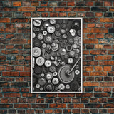 Buttons Wall Decor, Sewing Room, Craft Room, Black And White, Minimalist Print, Wall Decor, Canvas Print, Wall Art, Framed Canvas