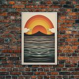 Minimalist Art Deco Sunset, Inspirational Gifts, Framed Canvas Print, Sunset Poster Art, Framed Art