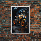 Futuristic Cyberpunk Motorcycle Concept Art, Sport Bike Canvas Print