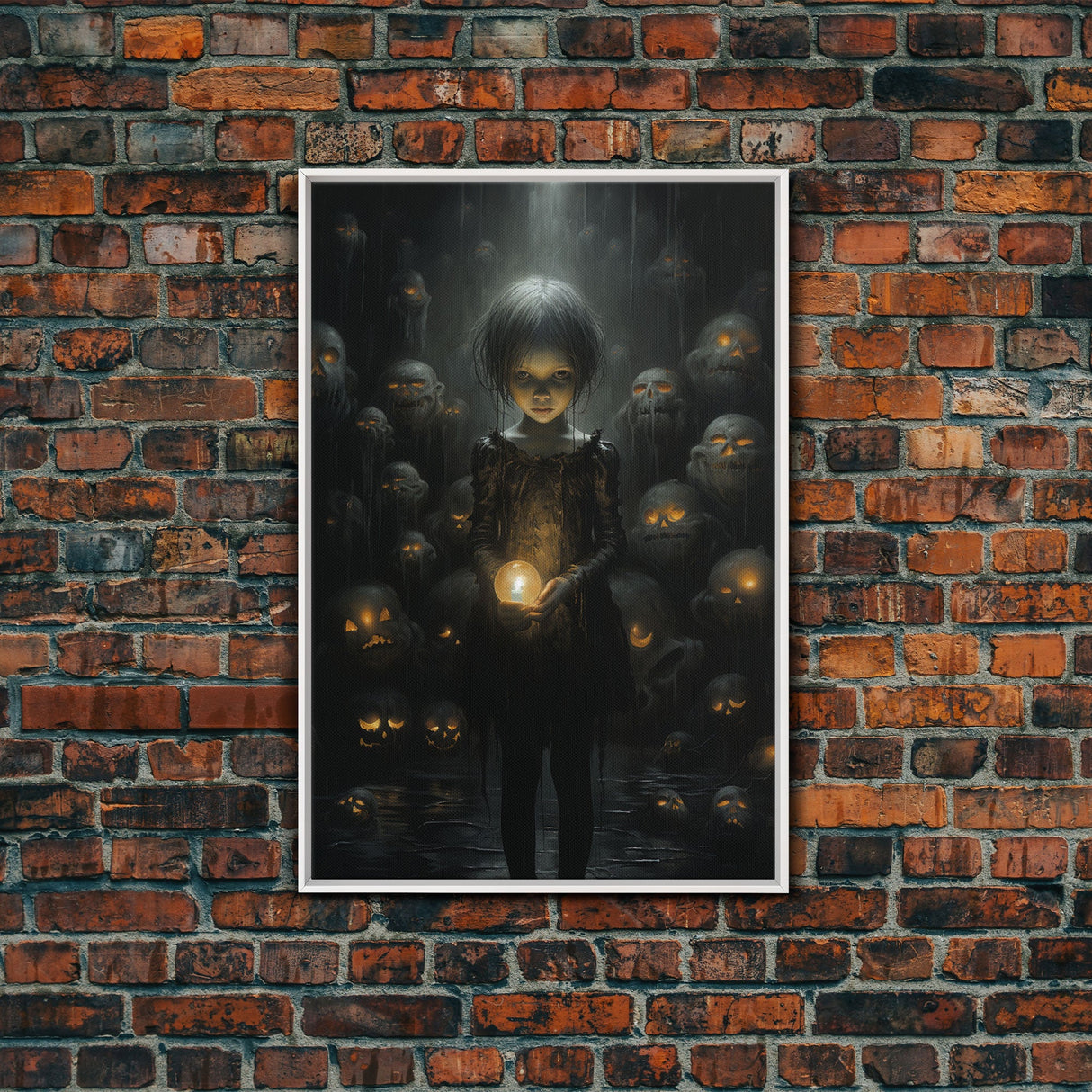 The Witch And The Well Of Souls, Haunted Halloween Art, Halloween Canvas, Framed Canvas Print, Witch Wall Decor, Witchcraft Wall Art
