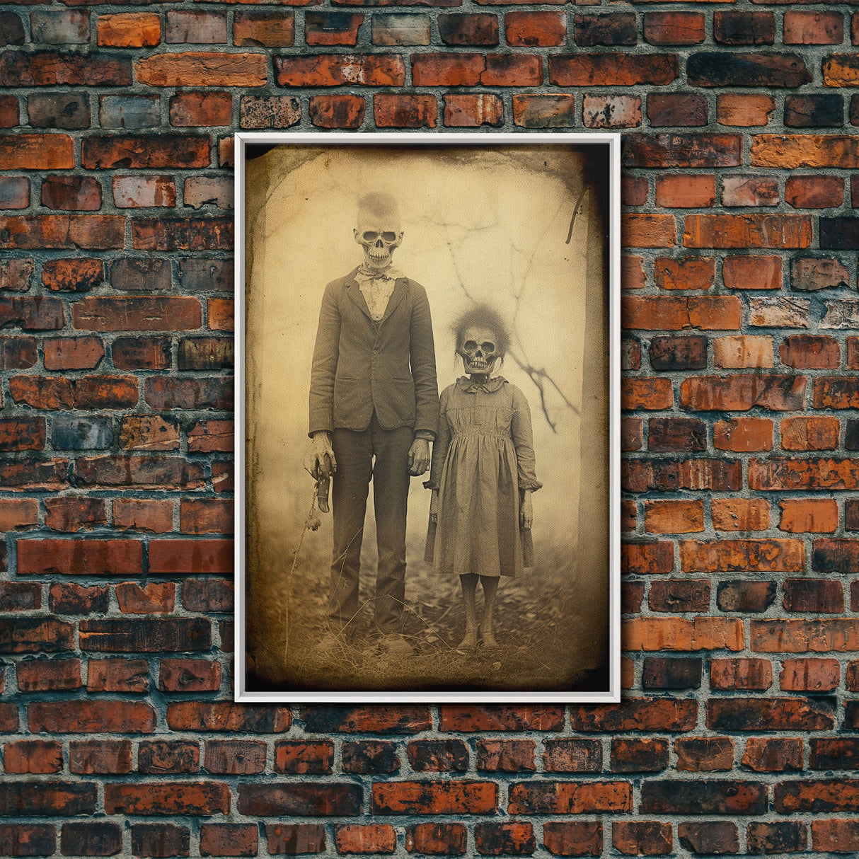 Skeleton Wall Art, Dark Art, Horror Decor, Weird Art Print, Creepy Wall Art, Canvas Print, Wall Art, Vertical Print, Home Decor, Wall Decor