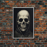 Skull Decor, Charcoal Drawing, Gothic Decor, Human Skull, Canvas Print, Wall Art, Vertical Art, Dark Wall Art, Moody Wall Art, Indie Art