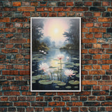 Lake Wall Art, Lotus Wall Print, Sunset Print, Canvas Print, Wall Art, Vertical Art, Birthday Gift, Country Home Art, Bedroom Teen Girl Art