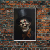 Creepy Clown Art Canvas Print, Victorian Horror Decor, Gothic Halloween Art, Framed Canvas, Halloween Canvas, Scary Wall Art, Unusual Decor
