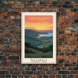 Haleakala National Park Hawaii Travel Art, National Park Print, Minimalist Travel Art, Midcentury Modern Style Landscape Painting