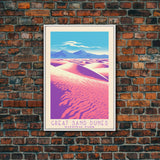 Great Sand Dunes National Park Travel Poster Art, Canvas Print Wall Art, Colorado Travel Art, Midcentury Modern Travel Decor, MCM Wall Art