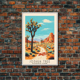 Joshua Tree National Park, California Travel Art, National Park Print, Minimalist Travel Art, Midcentury Modern Retro Style Landscape