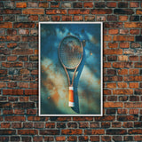 Tennis Racket, Tennis Wall Art, Sports Wall Art, Canvas Print, Wall Hanging, Portrait Art, Tennis Gifts, Preppy Wall Art, Bookshelf Decor