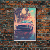 Red Sports Car, Classic Car Wall Art, Canvas Print, Wall Hanging, Portrait Art, Car Lover Gift, Above Bed Decor, Dorm Room Art, Office Decor