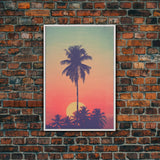 Palm Tree Wall Art, Tropical Wall Art, Minimalist Wall Art, Canvas Print, Wall Hanging, Portrait Art, Tiny House Decor, Dorm Room Art