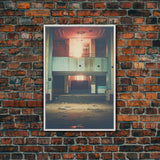 Abandoned Building, Retro Wall Canvas Print, Wall Hanging, Portrait Art, Volleyball Mom, Tiny House Decor, Family Gift, Spooky Room Decor