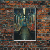Urban Decay, Abandoned Subway Car Photography Framed Canvas Print, 1970s NYC Subway Car, Graffiti Art
