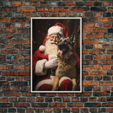 Santa Claus And His Belgian Malinois, Christmas Wall Art, Dog Gift, Christmas Dog, Winter Wall Art, Santa Decor, Santa Art Print, Cute Dog