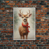 Cute Buck Dressed For Christmas, Christmas Decor, Woodland Animals, Christmas Wall Art, Winter Decor, Holiday Decor, Seasonal Decor