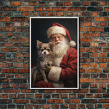 Santa Claus And His Chihuahua, Christmas Wall Art, Christmas Dog, Winter Wall Art, Santa Decor, Santa Art Print, Farmhouse Christmas