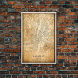 Budapest Hungary map print poster or framed canvas, Budapest map print poster canvas, Budapest map print poster canvas, Vintage Travel Art