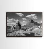 Lonesome Canyon Arizona Framed Canvas Print, Cowboy Print, Black and White Photography Wall Art, Country Farmhouse Decor, Metal Print