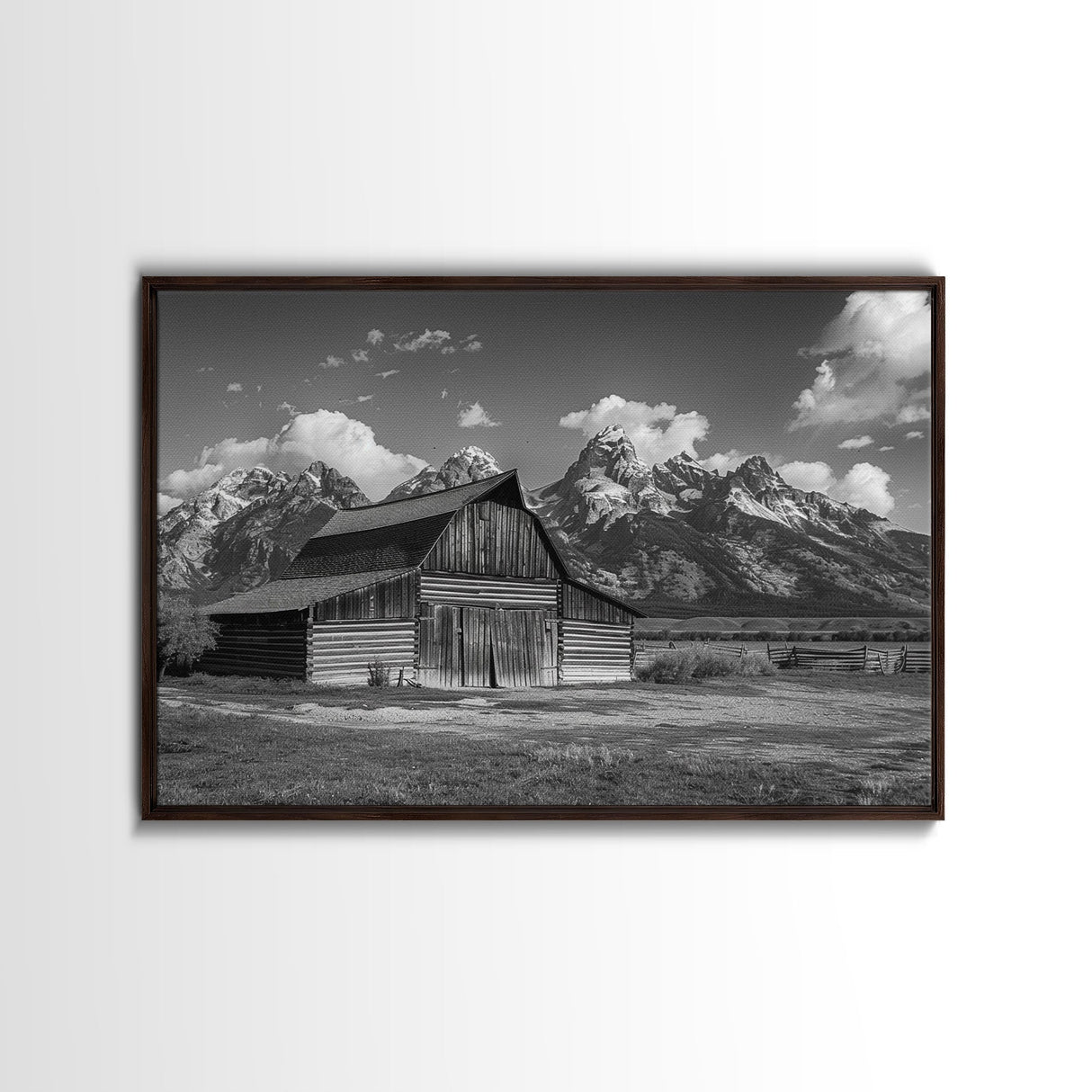 Old Barn Wall Art, Framed Canvas Print or Metal Art, Rustic Homestead Framed Canvas Art, Vintage Old Barn Black and White Wall Art