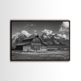Old Barn Wall Art, Framed Canvas Print or Metal Art, Rustic Homestead Framed Canvas Art, Vintage Old Barn Black and White Wall Art