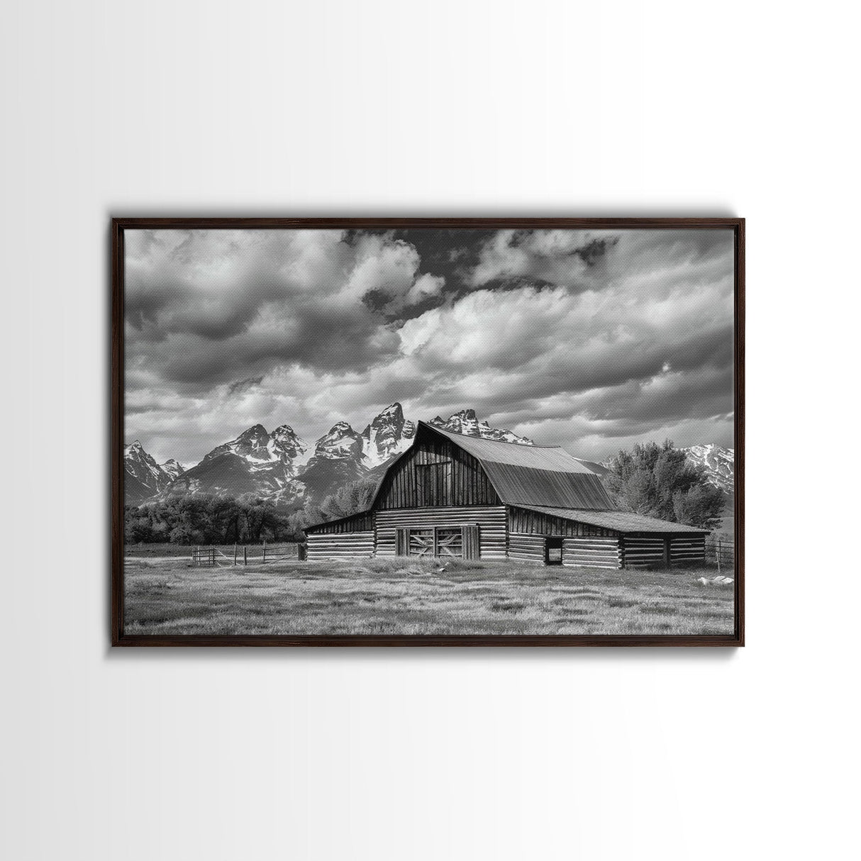 Old Barn Wall Art, Framed Canvas Print or Metal Art, Rustic Homestead Framed Canvas Art, Vintage Old Barn Black and White Wall Art