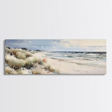 Panoramic Ocean Beach canvas prints Sea landscape Nautical photo Coastal Framed Art Sea wave canvas Extra large wall art Ready to hang