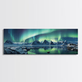 Northern Lights, Aurora Borealis, Framed Canvas Print, Beautiful Alaskan Winter Landscape Painting, Moody Art, Unique Wall Art