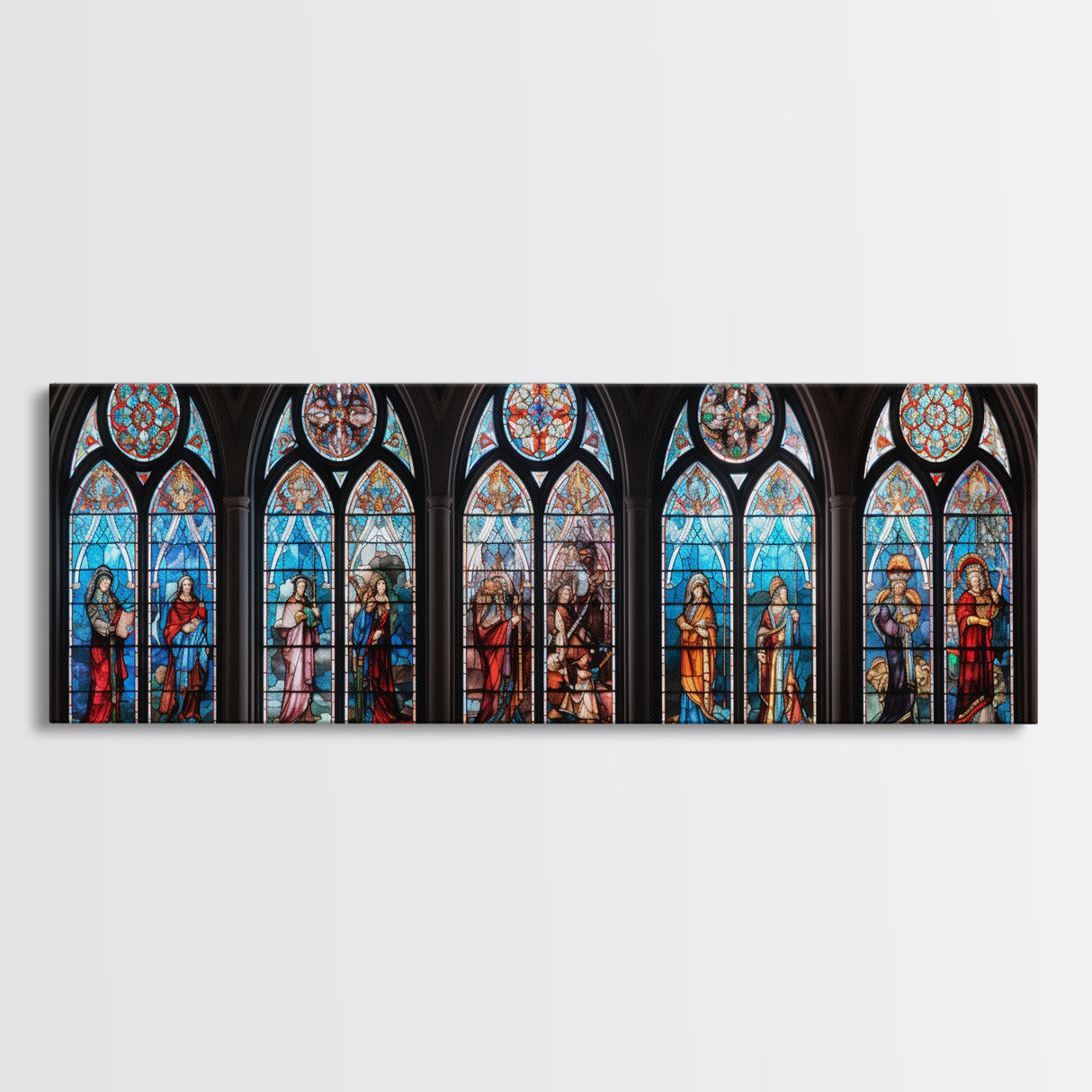 Stained Glass Windows Canvas Print, Stained Glass Painting On Canvas, Church Stained Glass Windows Fine Art Print