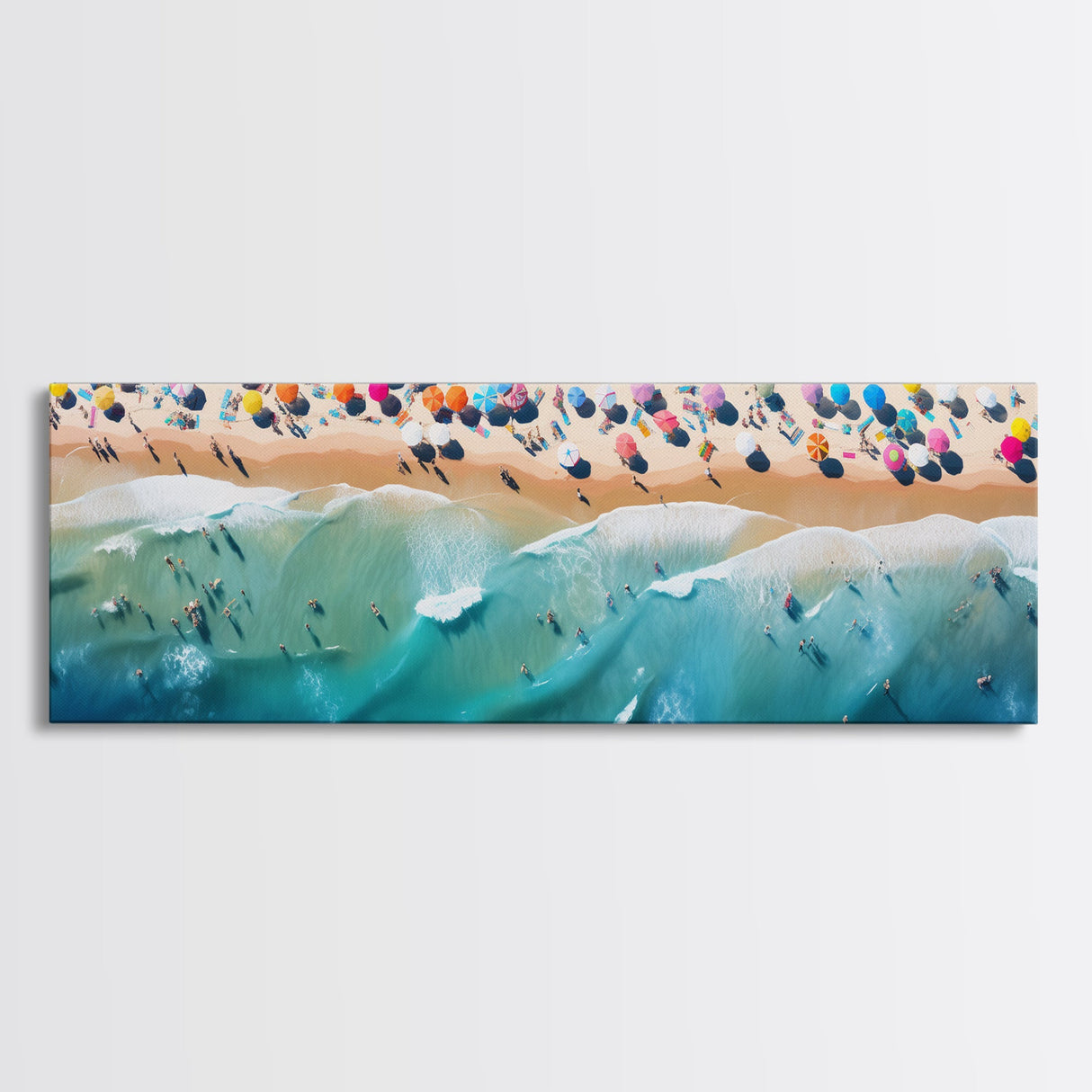 Bird's Eye View Of The Beach, Framed Canvas Print, Beach Seascape Oil Painting Print, Pebble Beach, Myrtle Beach Art, Charleston Art