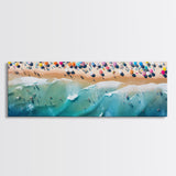 Bird's Eye View Of The Beach, Framed Canvas Print, Beach Seascape Oil Painting Print, Pebble Beach, Myrtle Beach Art, Charleston Art