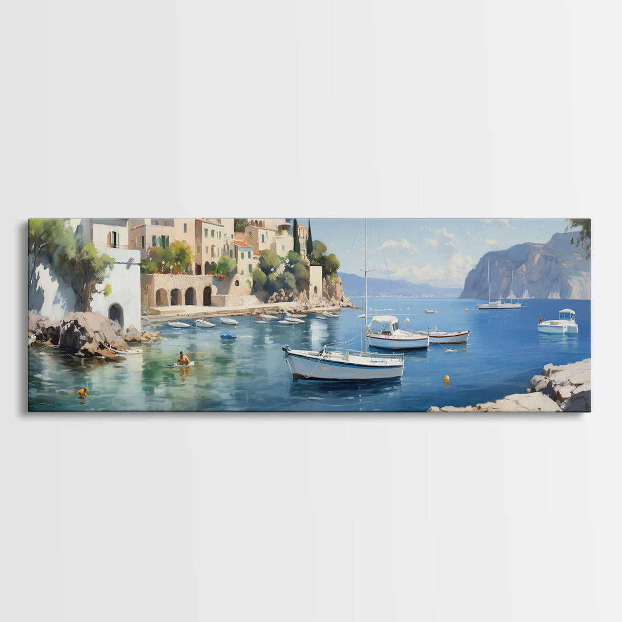 The Italian Coast - Framed Canvas Print - Beautiful Wall Art - Nautical Decor - Italian Painting Print - Sunset in Italy