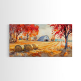 Rustic Autumn Farmhouse Scene Framed Canvas Print Fall Country Landscape with Barn Seasonal Wall Art Farmhouse Decor Holiday Gift 2024