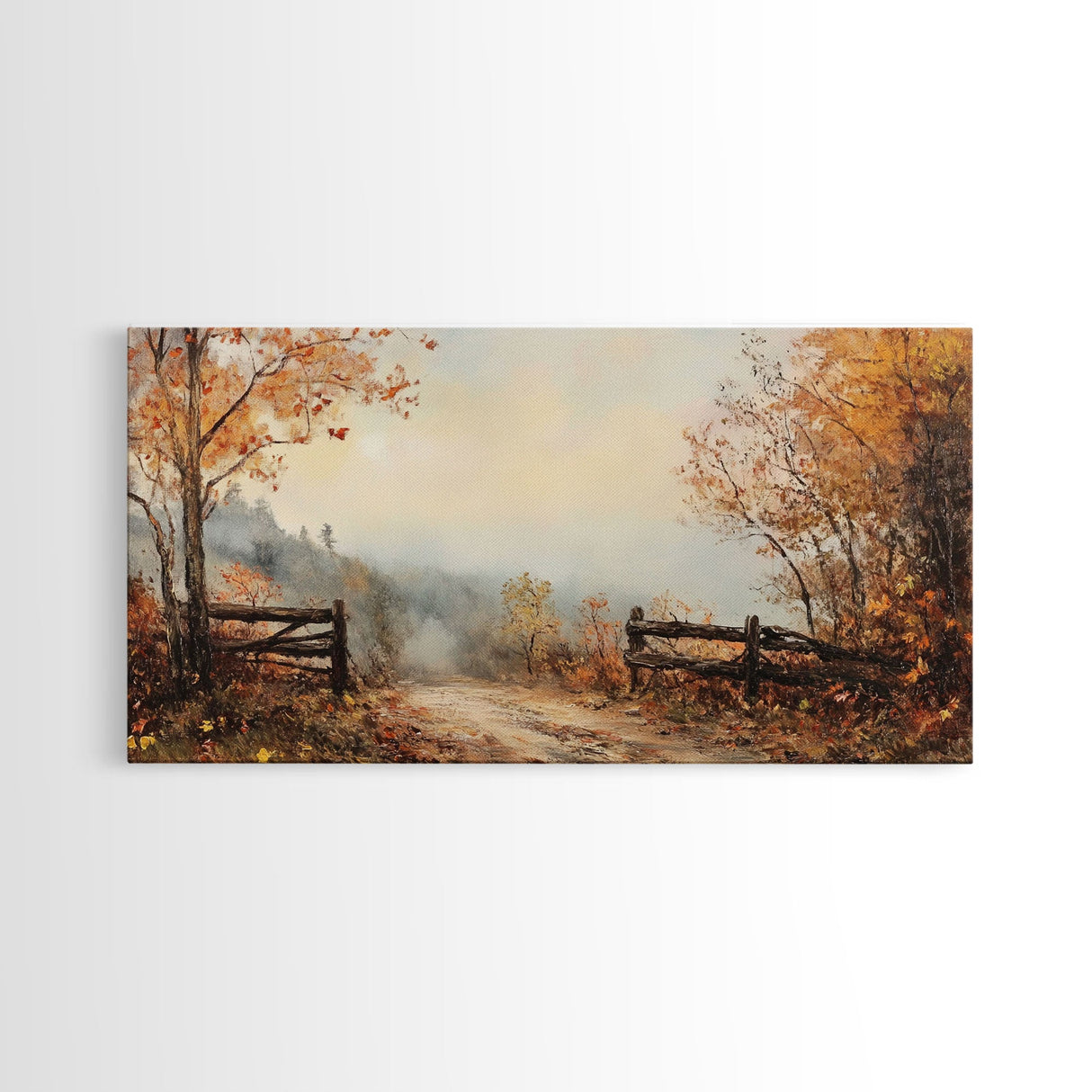 Nostalgic Farmhouse Christmas, Framed Canvas Print, Moody / Seasonal Autumn Centerpiece, Rustic / Primitive Wall Art