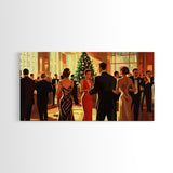 Vintage Christmas Shopping Framed Canvas Print, Retro Holiday Decor, Christmas Tree Scene Art, Vintage Christmas Home Decor, Best Gift Idea