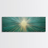 Boho Sunburst Canvas Print, Retro Vibes, Eclectic Wall Art, Large and Wide Horizontal Panoramic Framed Canvas, Minimalist Above Bed Decor
