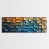Abstract Art - Coastal Cubism - Framed Canvas Print - Panoramic Geometric Art - Unique Home Decor